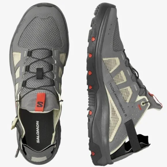 NEW Salomon TECHAMPHIBIAN 5 Men's Water Shoes Size 9.5 Pewter/Moth/Fiery Red - Picture 3 of 15